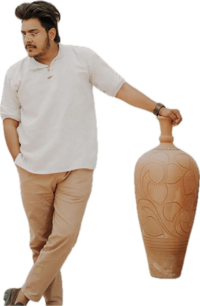 Stone peached twill chinos with a white half-sleeve top